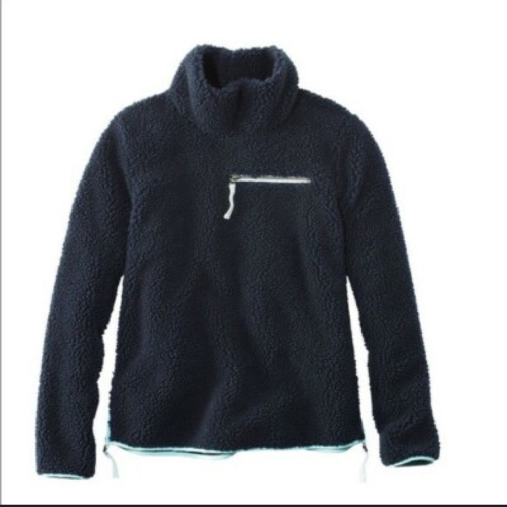 LL Bean Women's Signature Sherpa Pullover, navy blue, size M - Picture 3 of 9